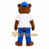 Blue Bear Mascot Costume with Custom Logo