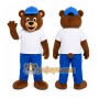 Blue Bear Mascot Costume with Custom Logo
