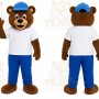 Blue Bear Mascot Costume with Custom Logo