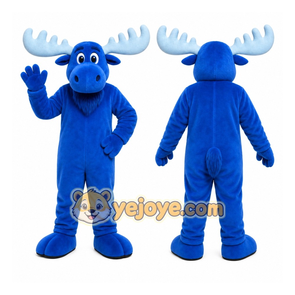 Blue Moose Mascot Costume with Custom Logo Blue Moose Mascot Costume with Custom Logo