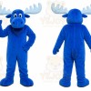 Blue Moose Mascot Costume with Custom Logo