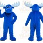 Blue Moose Mascot Costume with Custom Logo