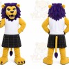 Yellow Lion Mascot Costume with Custom Logo