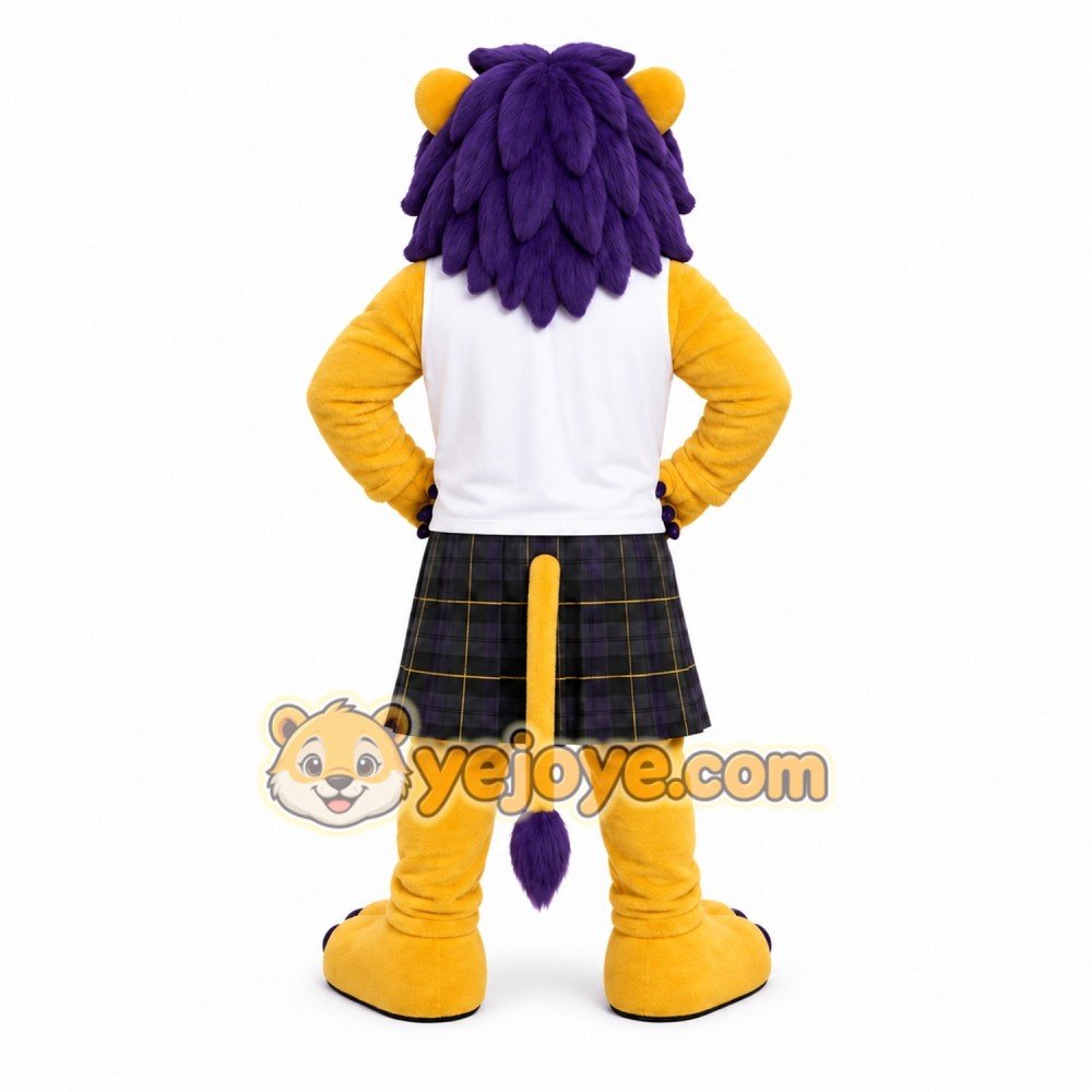 Yellow Lion Mascot Costume with Custom Logo