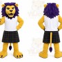 Yellow Lion Mascot Costume with Custom Logo
