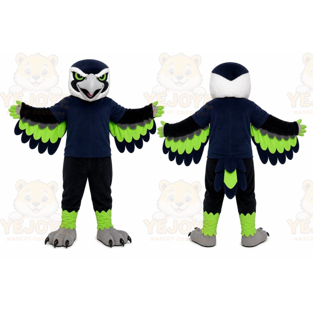 Black Bird Mascot Costume with Custom Logo