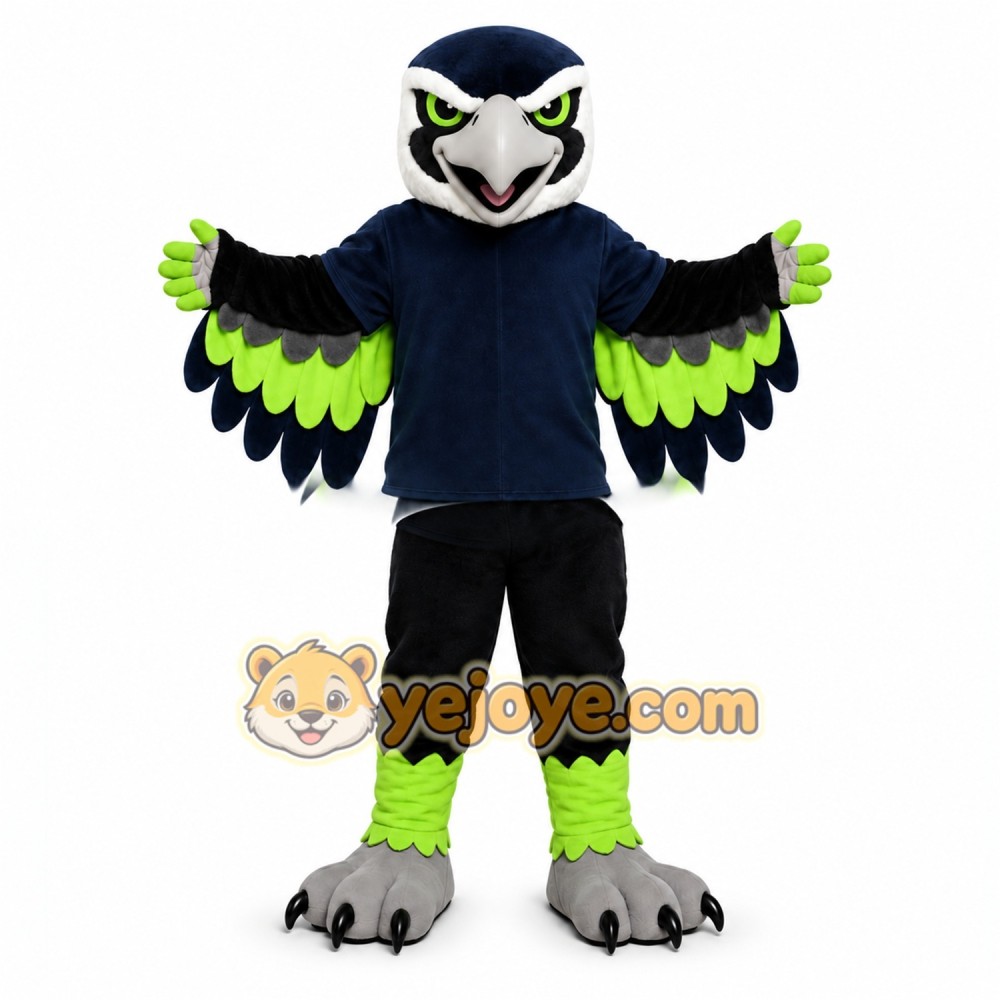 Black Bird Mascot Costume with Custom Logo