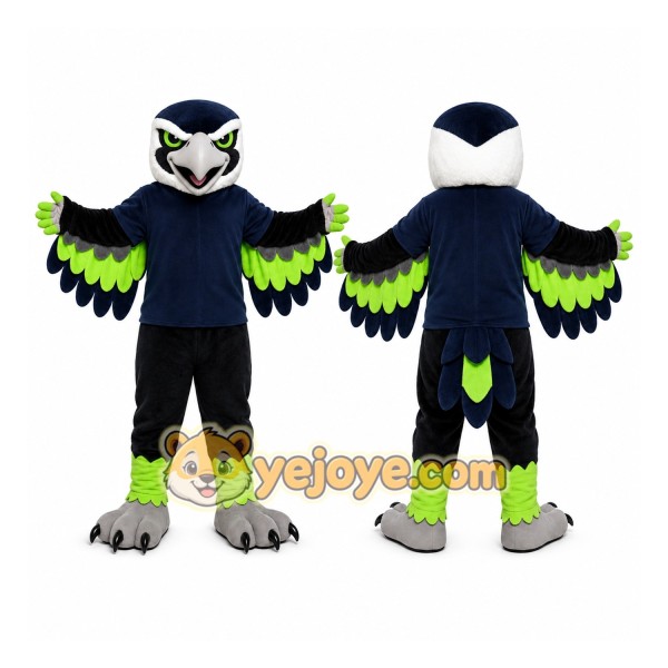 Black Bird Mascot Costume with Custom Logo