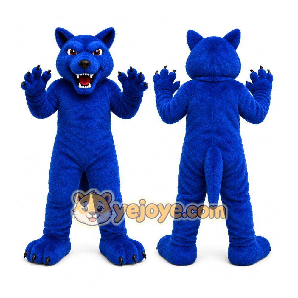 Blue Cougar Mascot Costume with Custom Logo Blue Cougar Mascot Costume with Custom Logo