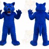 Blue Cougar Mascot Costume with Custom Logo