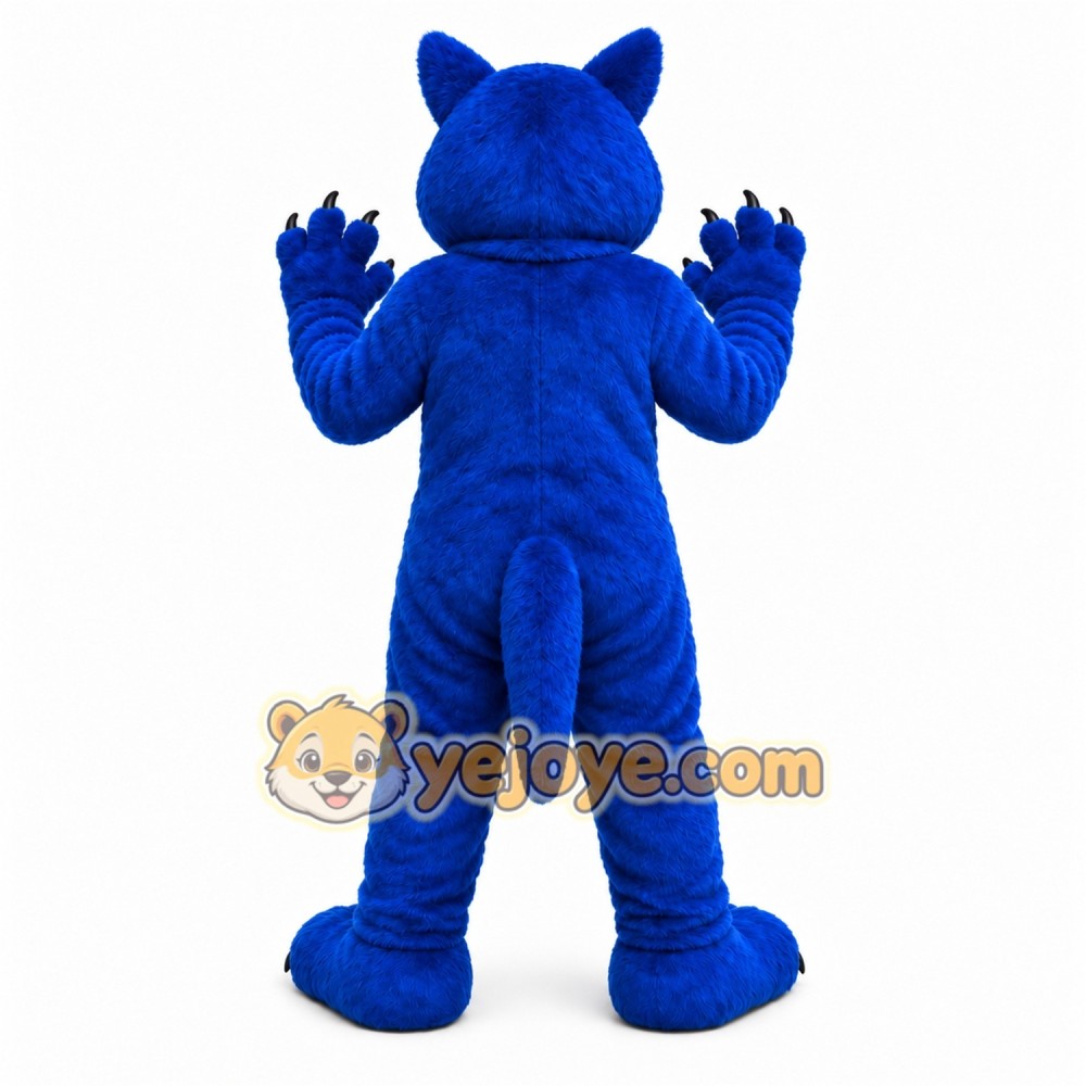 Blue Cougar Mascot Costume with Custom Logo Blue Cougar Mascot Costume with Custom Logo