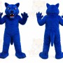 Blue Cougar Mascot Costume with Custom Logo