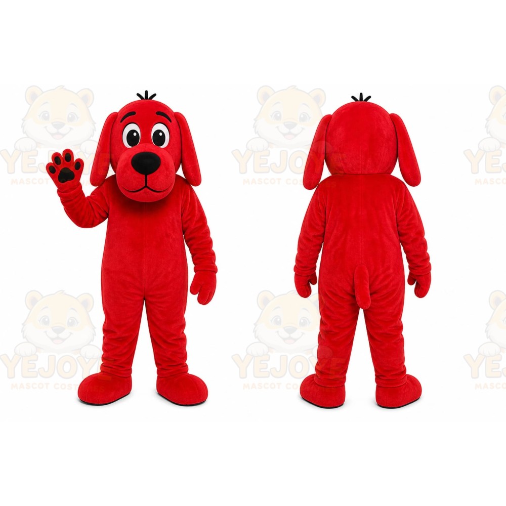 Red Dog Mascot Costume with Custom Logo