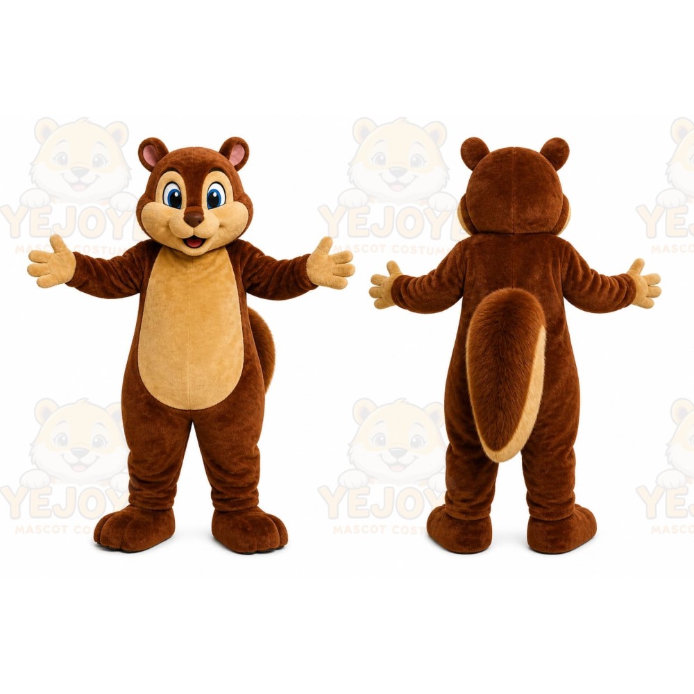 Brown Squirrel Mascot Costume with Custom Logo