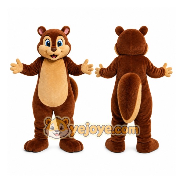 Brown Squirrel Mascot Costume with Custom Logo