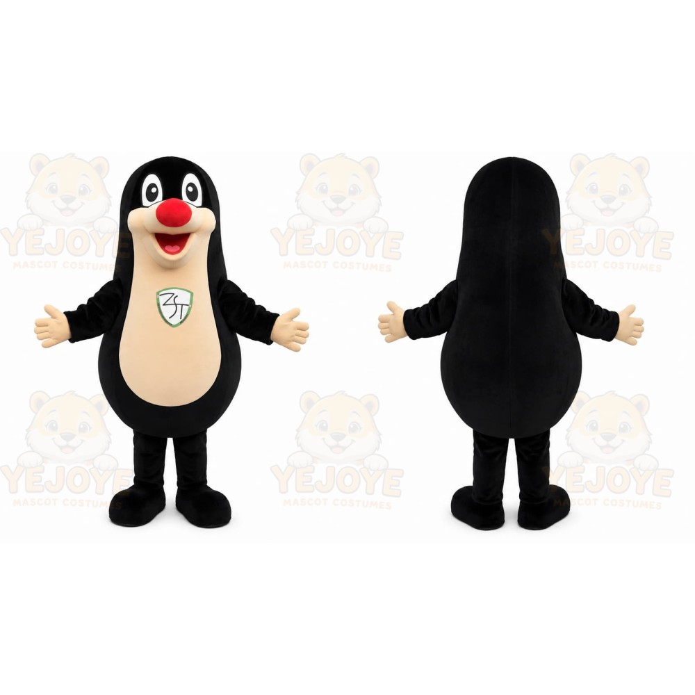Black Mole Mascot Costume with Custom Logo