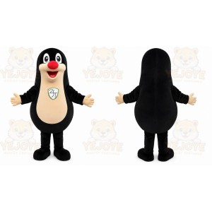 Black Mole Mascot Costume with Custom Logo