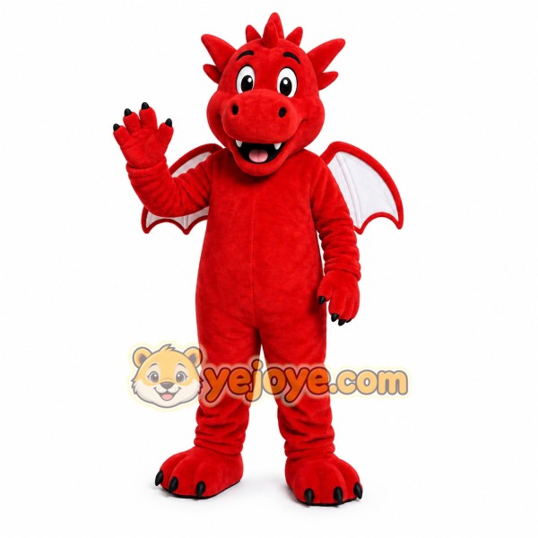 Red Dragon Mascot Costume with Custom Logo Red Dragon Mascot Costume with Custom Logo