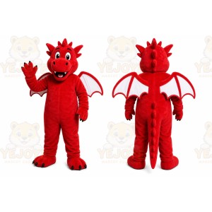 Red Dragon Mascot Costume with Custom Logo