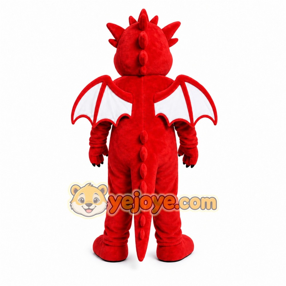 Red Dragon Mascot Costume with Custom Logo