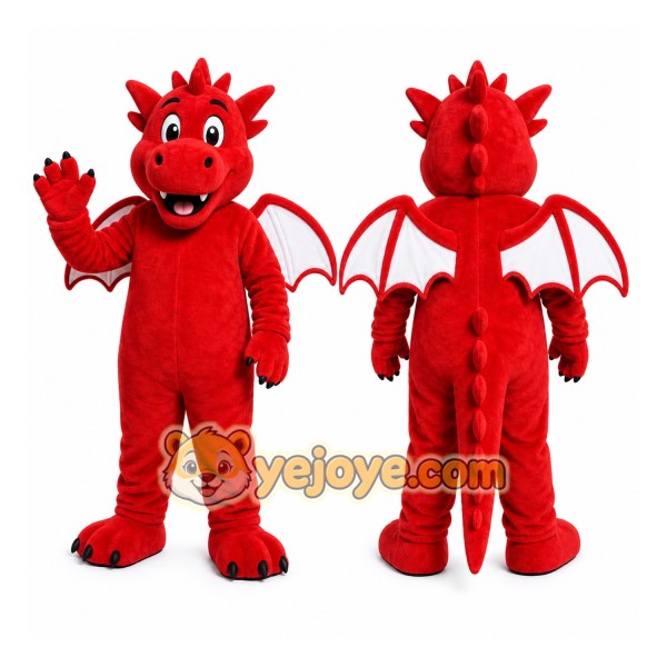 Red Dragon Mascot Costume with Custom Logo