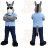 Gray Donkey Mascot Costume with Custom Logo