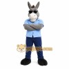 Gray Donkey Mascot Costume with Custom Logo