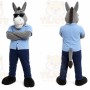 Gray Donkey Mascot Costume with Custom Logo