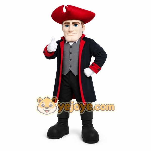 Colonial Man Mascot Costume with Custom Logo