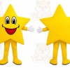 Yellow Star Mascot Costume with Custom Logo