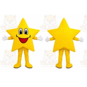 Yellow Star Mascot Costume with Custom Logo