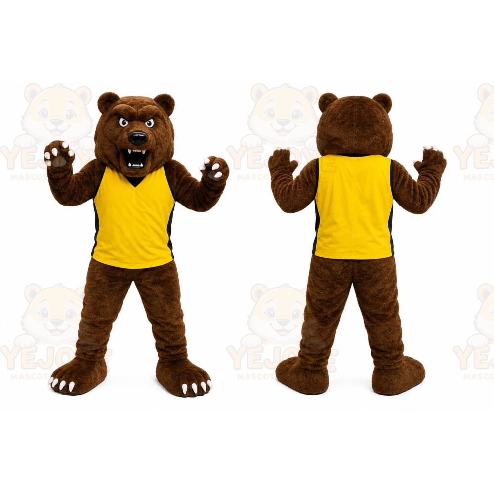 Brown Bear Mascot Costume with Custom Logo