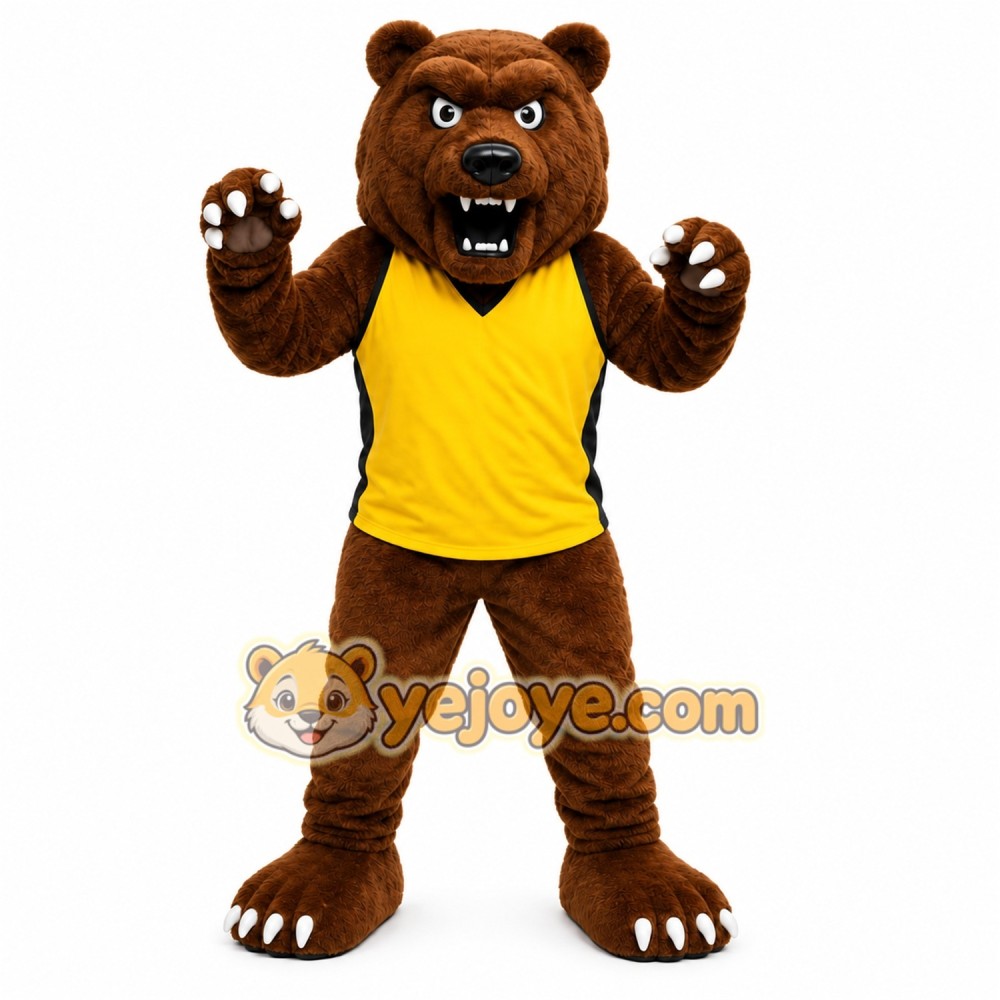 Brown Bear Mascot Costume with Custom Logo Brown Bear Mascot Costume with Custom Logo