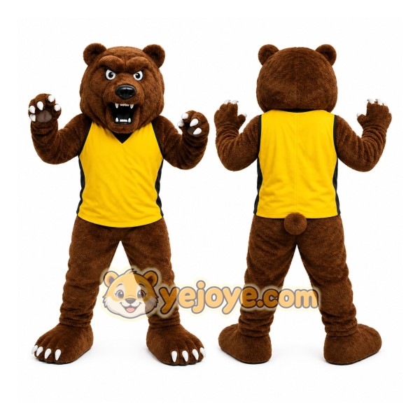 Brown Bear Mascot Costume with Custom Logo