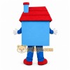 Blue House Mascot Costume with Custom Logo Blue House Mascot Costume with Custom Logo