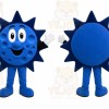 Blue Sun Mascot Costume with Custom Logo