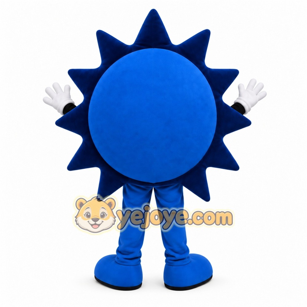 Blue Sun Mascot Costume with Custom Logo Blue Sun Mascot Costume with Custom Logo