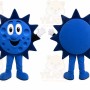 Blue Sun Mascot Costume with Custom Logo