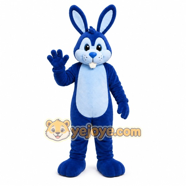 Blue Rabbit Mascot Costume with Custom Logo Blue Rabbit Mascot Costume with Custom Logo
