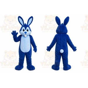 Blue Rabbit Mascot Costume with Custom Logo