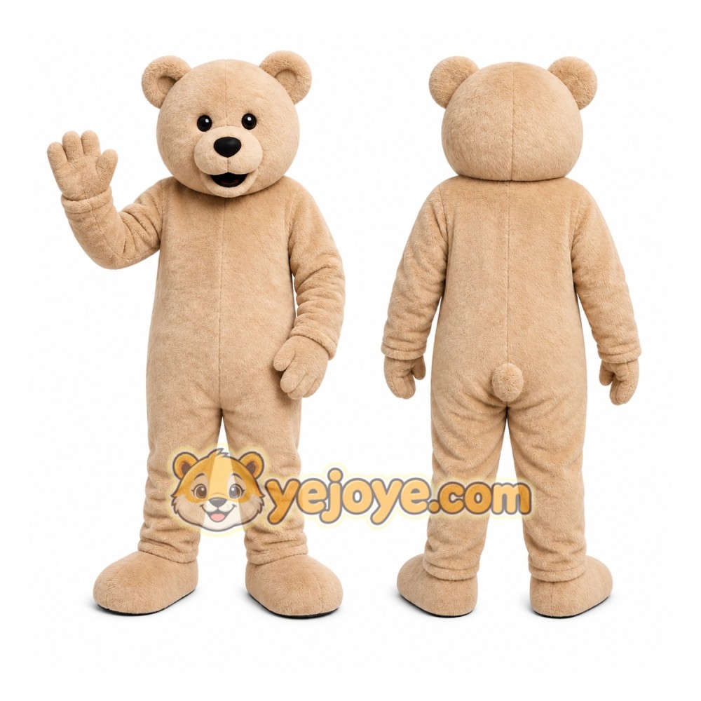 Tan Bear Mascot Costume with Custom Logo Tan Bear Mascot Costume with Custom Logo