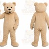 Tan Bear Mascot Costume with Custom Logo