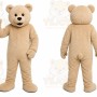Tan Bear Mascot Costume with Custom Logo