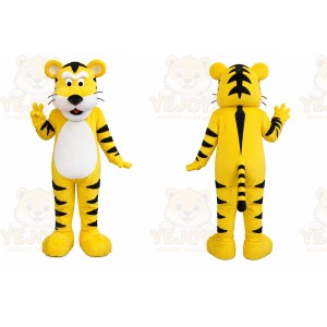 Yellow Tiger Mascot Costume with Custom Logo