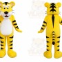 Yellow Tiger Mascot Costume with Custom Logo