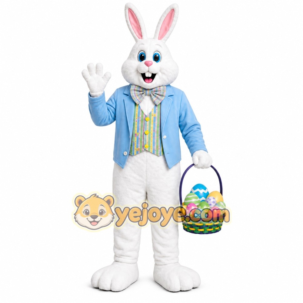 White Rabbit Mascot Costume with Custom Logo White Rabbit Mascot Costume with Custom Logo