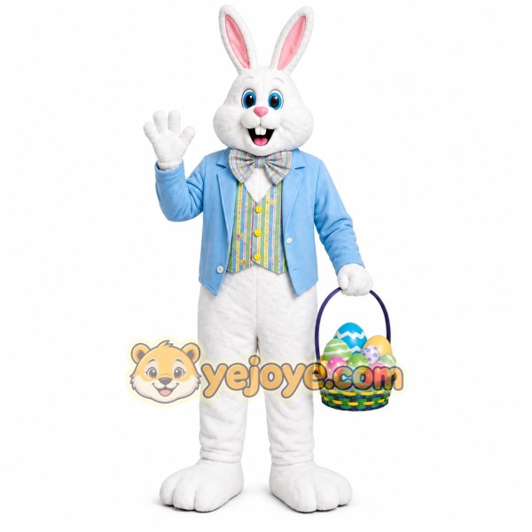 White Rabbit Mascot Costume with Custom Logo White Rabbit Mascot Costume with Custom Logo