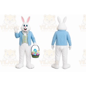 White Rabbit Mascot Costume with Custom Logo