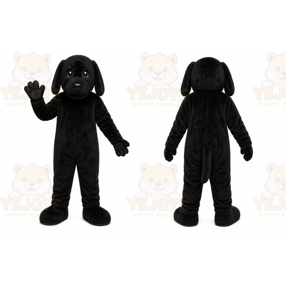 Black Dog Mascot Costume with Custom Logo