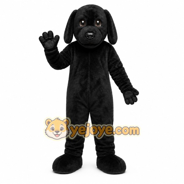 Black Dog Mascot Costume with Custom Logo